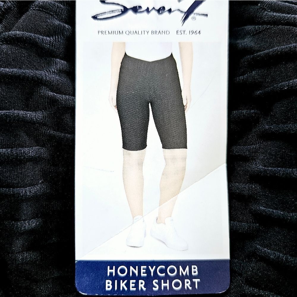 NWT Seven7 Scrunch Butt Anti Cellulite Honeycomb Texture Biker Shorts In Black M - Picture 10 of 10